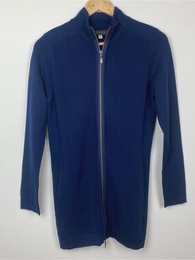 FORTE CASHMERE RIB ZIP MOCK CARDIGAN Sz S